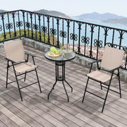 Conjunto de Mesa e 2 Cadeiras – Vidro Temperado – Bege