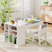 Conjunto de Mesa e Cadeiras para Crianças – Cinza – Madeira de Pinho