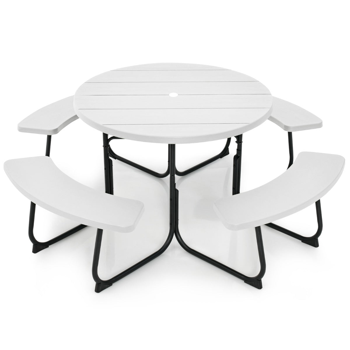 Mesa de Piquenique Redonda – 110 cm – Branco – HDPE