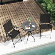 Conjunto de Jantar de Jardim – 2 Cadeiras e 1 Mesa de Bistrô – Preto