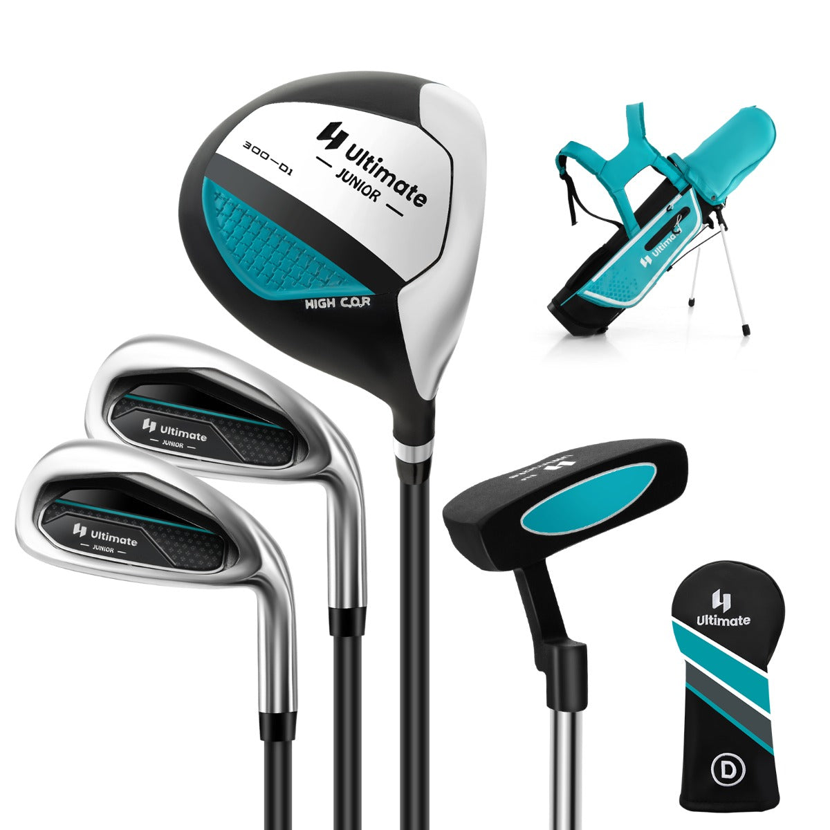 Conjunto de Golfe para Crianças – 8 a 10 Anos – Azul – Alumínio, Aço Inoxidável, Grafite, Borracha, Zinco
