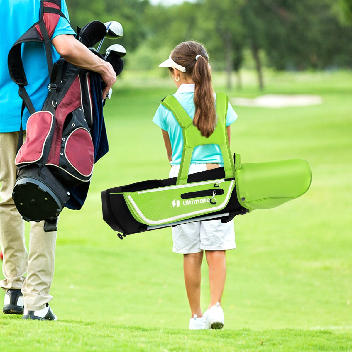 Jogo de Tacadas de Golfe – crianças dos 8 aos 10 anos – verde – alumínio e aço inoxidável