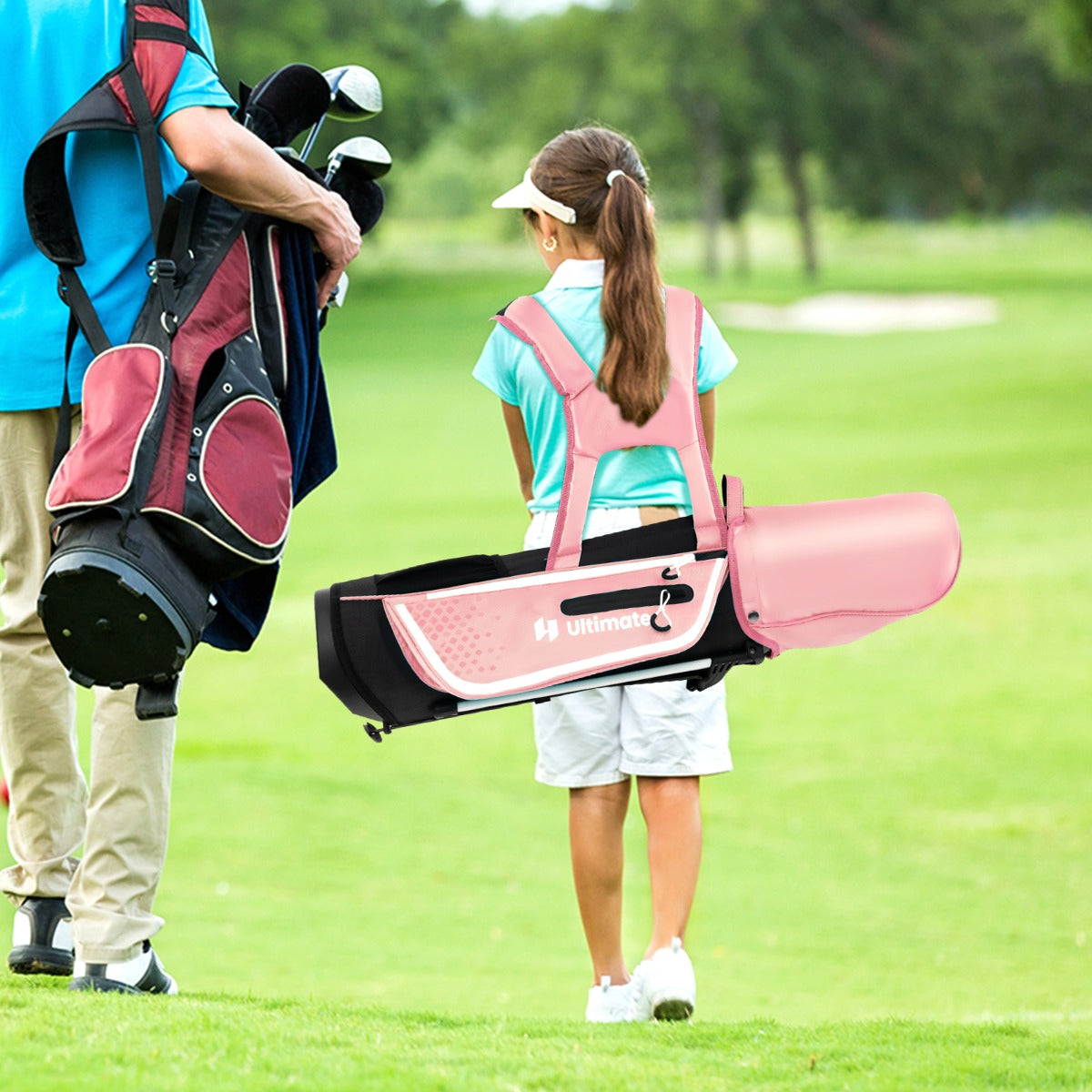 Conjunto de Palos de Golfe para Crianças – 8 a 10 Anos – Azul/Verde/Rosa – Alumínio/Aço Inoxidável/Zinco