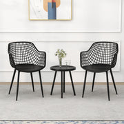 Conjunto de Móveis de Jardim – 3 Peças – Preto – PP e Metal