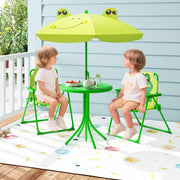 Conjunto de Piquenique Infantil para 3-6 Anos Mesa de Atividades ao Ar Livre com 2 Cadeiras Dobráveis e Guarda-Sol Ajustável em Altura - Verde Claro