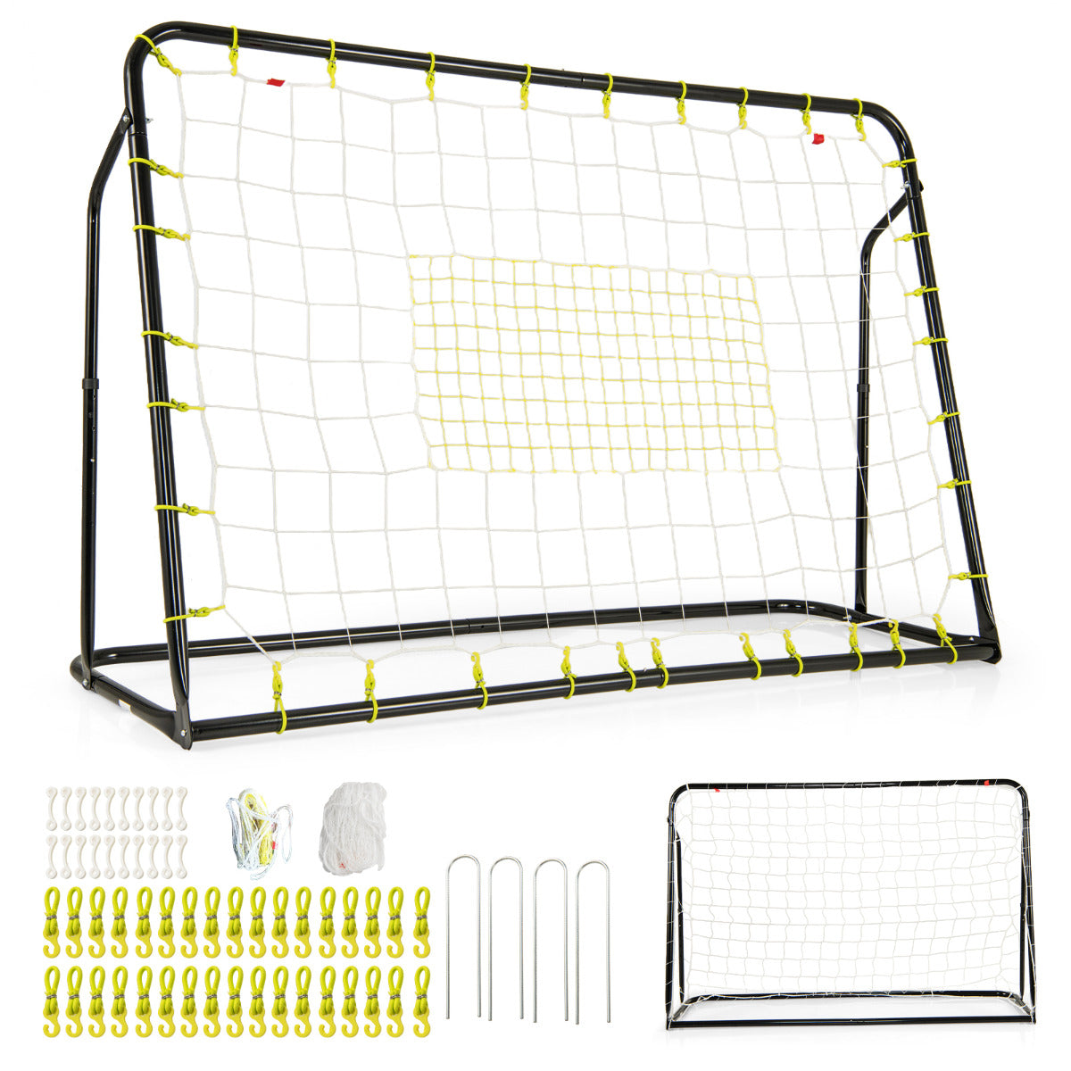 Conjunto de Baliza de Futebol com Ângulo Ajustável – 187 x 122,5 cm – Preto – Estrutura de Metal