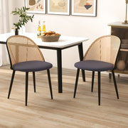 Conjunto de 2 Cadeiras de Jantar – 56,5 cm x 53 cm x 78 cm – Cinzento – Metal e Ratã PE