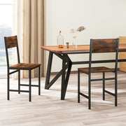 Conjunto de 2 Cadeiras de Jantar – 44 x 40 x 87 cm – Castanho – Metal e Madeira
