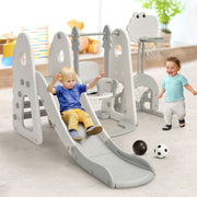 Parque Infantil 6 em 1 com Tobogã, Escalada, Columpio, Basquetebol, Futebol e Golfe para Crianças a partir dos 18 Meses 172 x 182 x 120 cm Branco