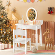 Toucador Infantil com Espelho Iluminado – Branco – Madeira