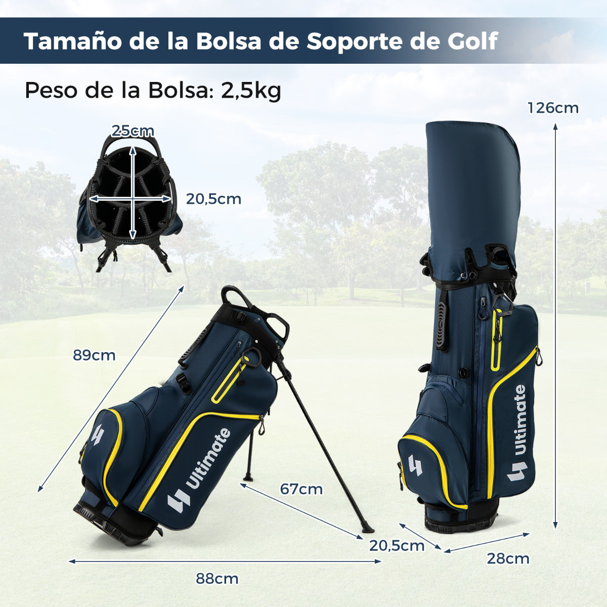 Conjunto Completo de Taco de Golfe para Homem Portátil com Bolsa Suporte Driver #1 #3 Madeira Híbrido Ferros #5#6#7#8#9#P#S Putter Amarelo