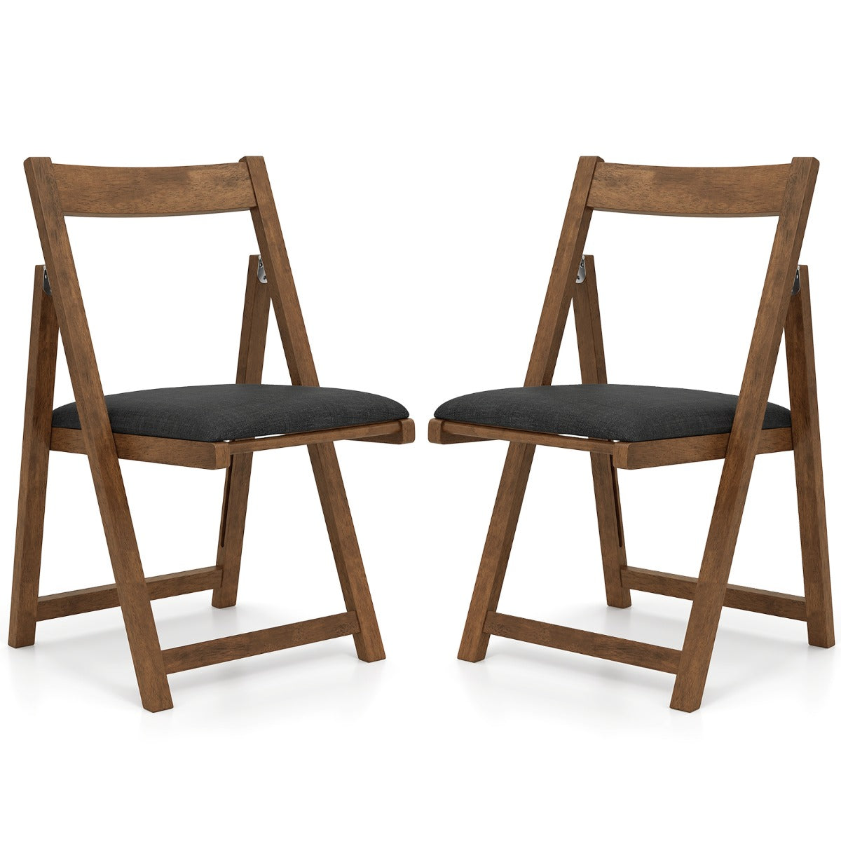 Conjunto de 2 Cadeiras de Jantar Dobráveis com Assento Estofado, Encosto Curvo e Estrutura com Apoio para os Pés para Sala de Jantar 57 x 49 x 87 cm Cinza