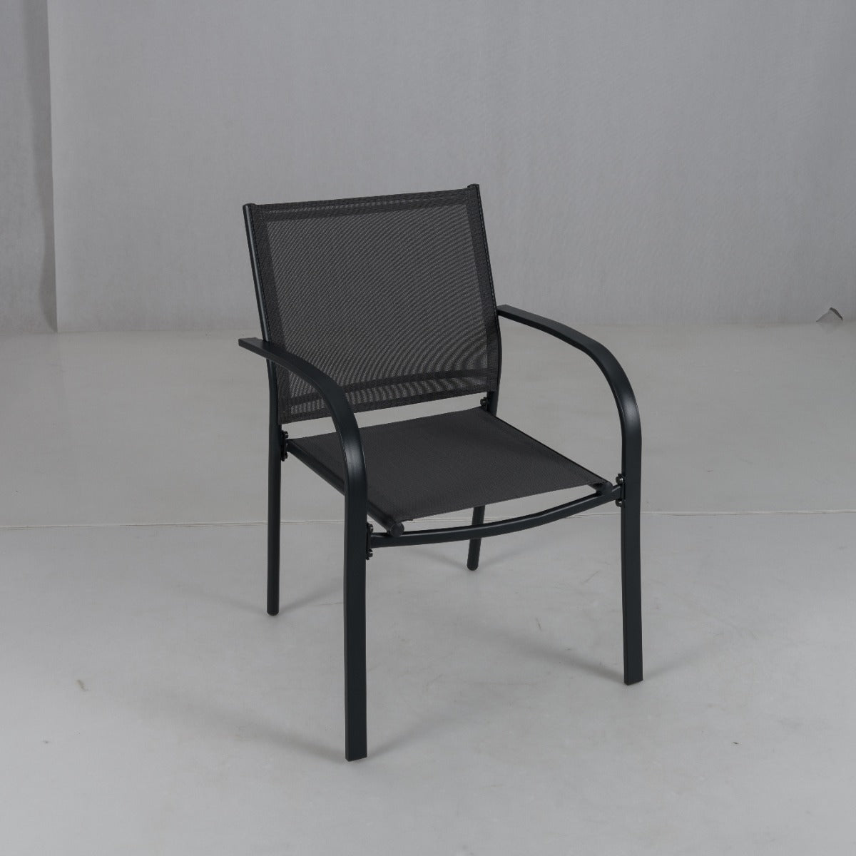 Conjunto de 2 Cadeiras de Jardim Empilháveis em Metal com Assento e Encosto Respiráveis para Exterior