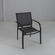 Conjunto de 2 Cadeiras de Jardim Empilháveis em Metal com Assento e Encosto Respiráveis para Exterior