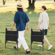 Conjunto de 2 Cadeiras Dobráveis com Estrutura Metálica Encosto e Apoios de Braços Capacidade 150 kg para Terraço Varanda Praia