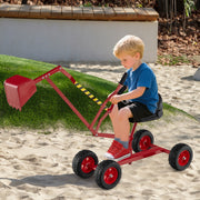 Escavadora com Assento Giratório de 360 Graus, 2 Braços e 4 Rodas Antiderrapantes para Crianças a partir dos 3 Anos 122 x 40 x 66 cm Vermelho