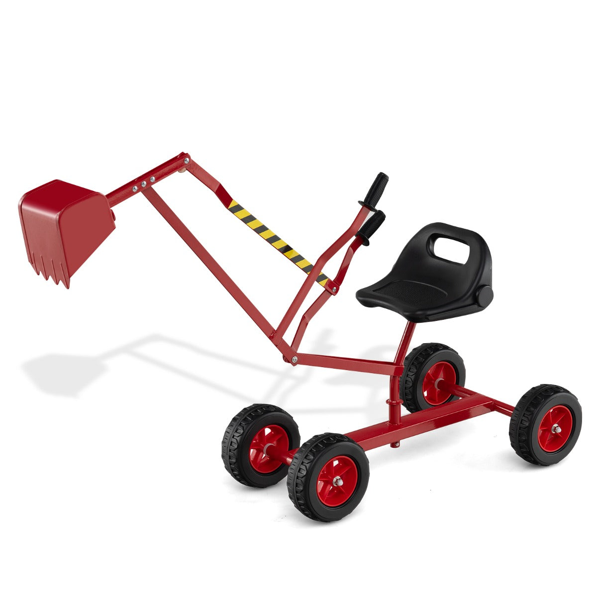 Escavadora com Assento Giratório de 360 Graus, 2 Braços e 4 Rodas Antiderrapantes para Crianças a partir dos 3 Anos 122 x 40 x 66 cm Vermelho