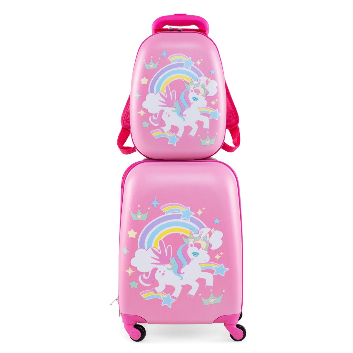 Conjunto de Viagem com Malas e Mochila para Crianças Unicornio Rosa