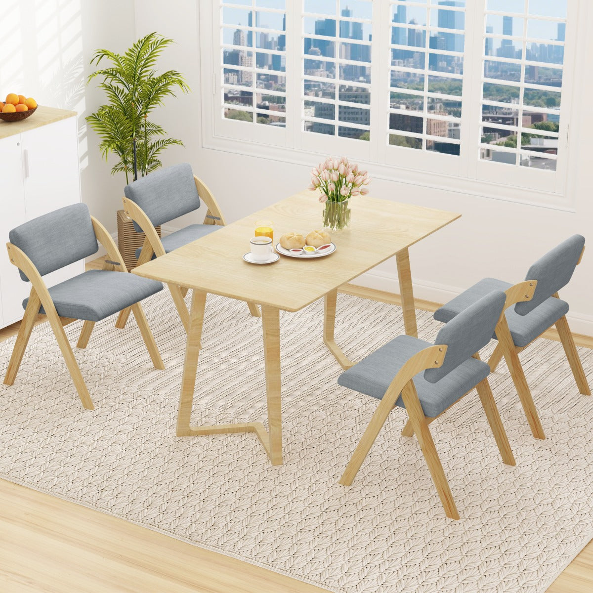 Conjunto de 2 Cadeiras de Cozinha Acolchoadas e Dobráveis, Cinza