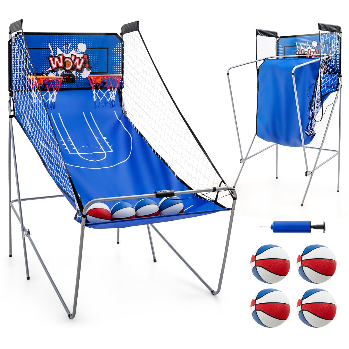 Jogo de Basquetebol Dobrável – 206 cm – Azul – Metal