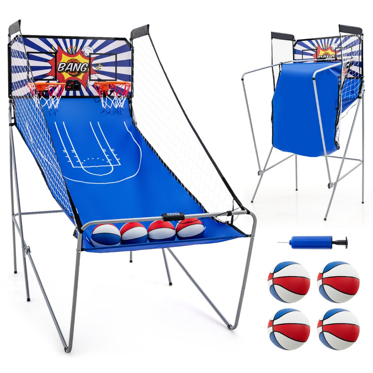 Jogo de Basquetebol Dobrável – 206 cm – Branco – Metal
