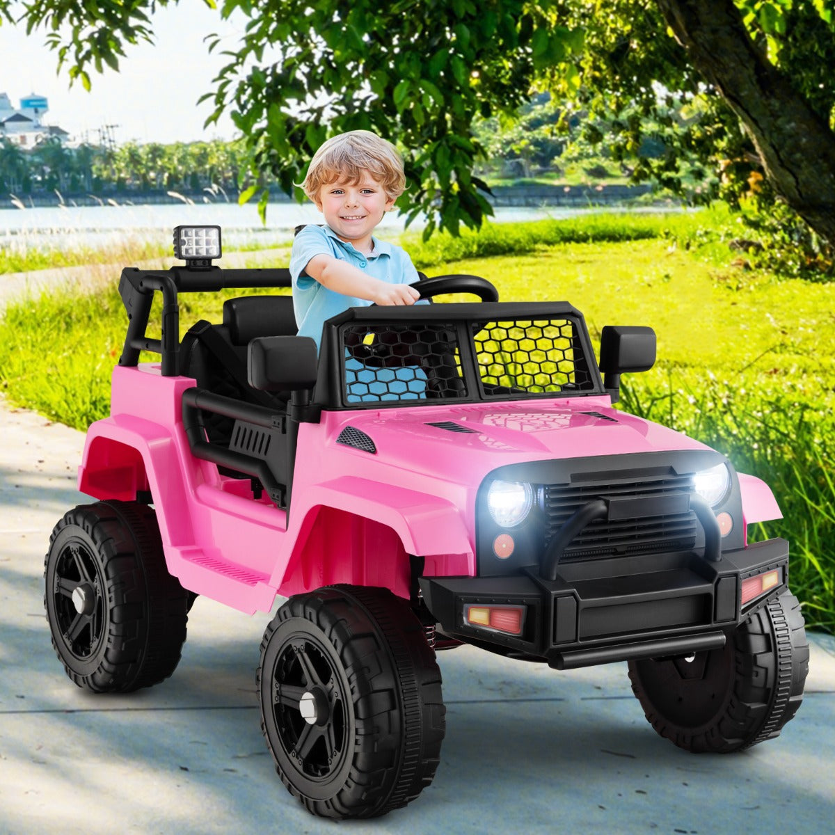 Carro Elétrico Infantil – 12V – Rosa – plástico