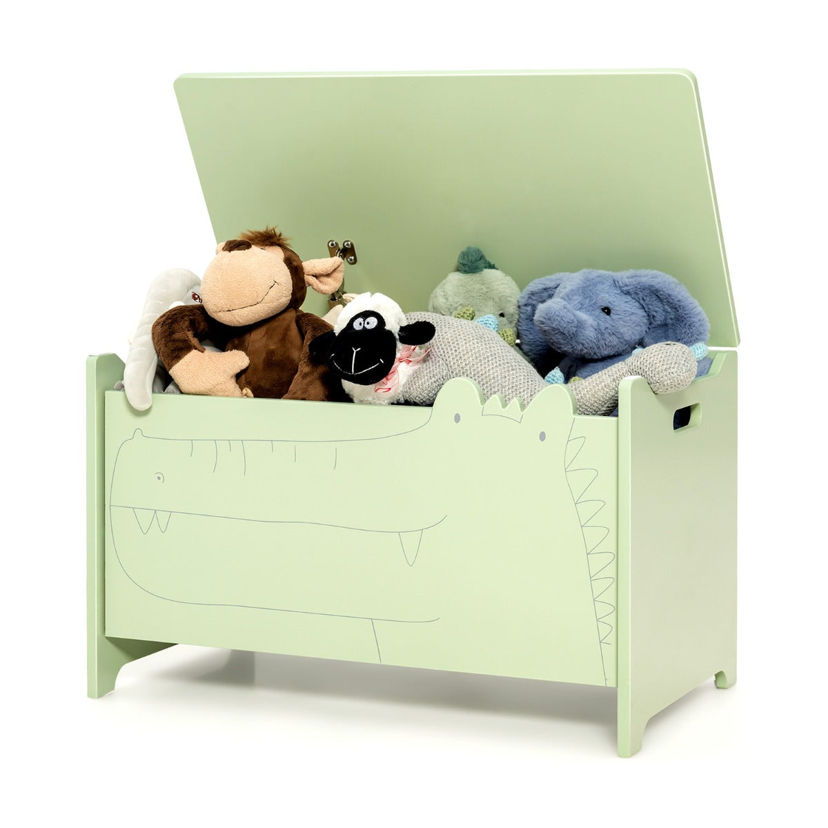 Organizador de Brinquedos Infantil com Dobradiça de Segurança para Quarto de Criança 60 x 33 x 37,5 cm - Verde