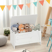 Organizador de Brinquedos Infantil com Dobradiça de Segurança para Quarto de Criança 60 x 33 x 37,5 cm - Branco