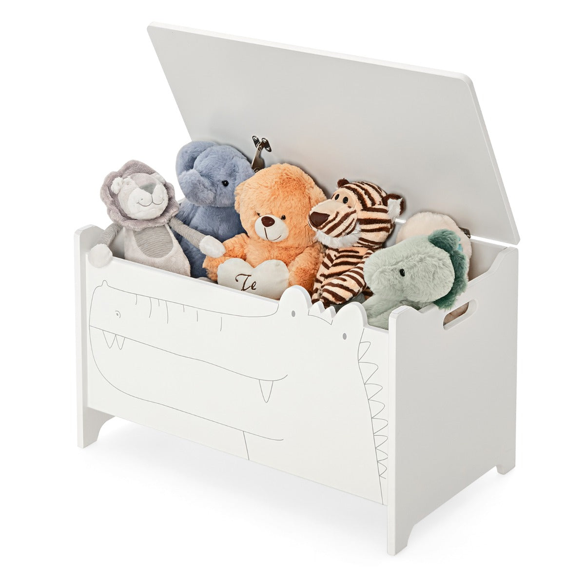 Organizador de Brinquedos Infantil com Dobradiça de Segurança para Quarto de Criança 60 x 33 x 37,5 cm - Branco