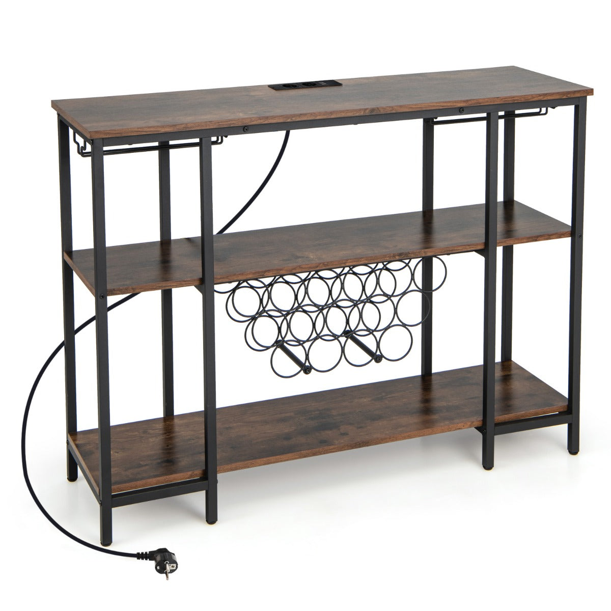 Estante de Bar para Vinhos – 113 x 35 x 85 cm – Castanho – Madeira