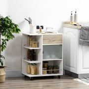 Carrinho de Cozinha Moderno 65x39x80cm - Madeira e Branco