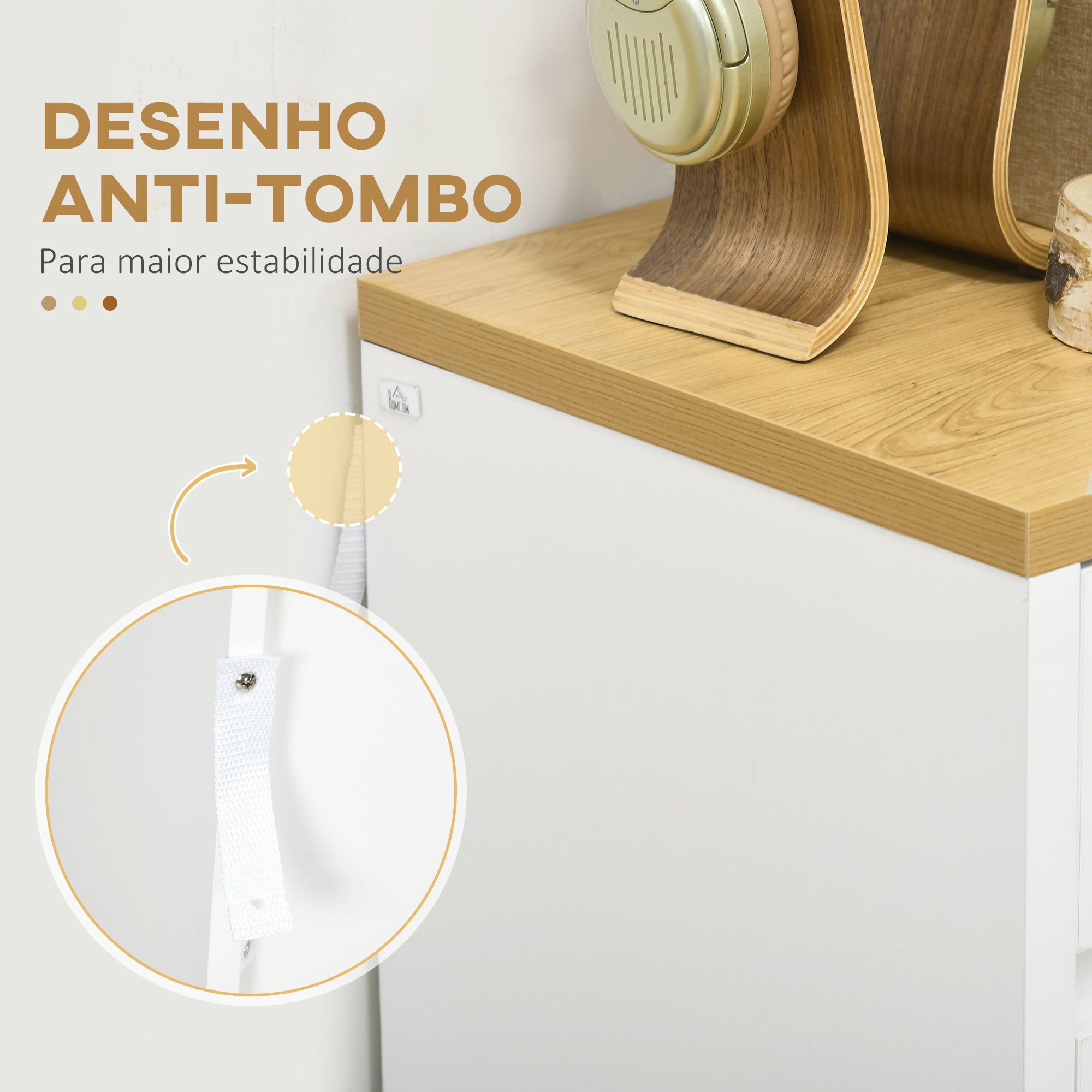 Cómoda Moderna com 4 Gavetas 70x37x75 cm Branco e Madeira