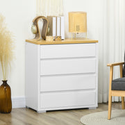 Cómoda Moderna com 4 Gavetas – 70x37x75 cm – Branco e Madeira