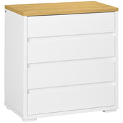 Cómoda Moderna com 4 Gavetas 70x37x75 cm Branco e Madeira