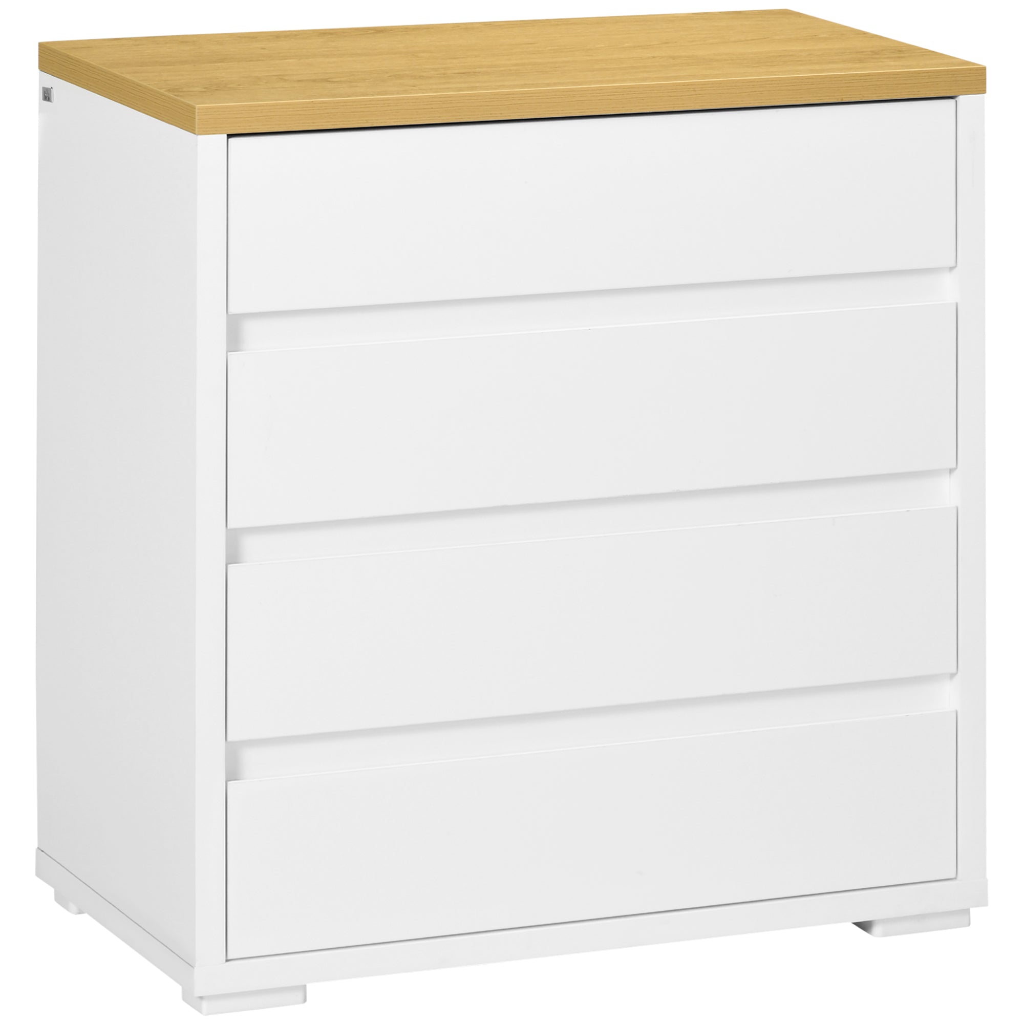 Cómoda Moderna com 4 Gavetas 70x37x75 cm Branco e Madeira
