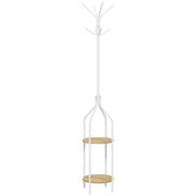 Cabide de Pé com 2 Prateleiras Ø34x181 cm - Branco