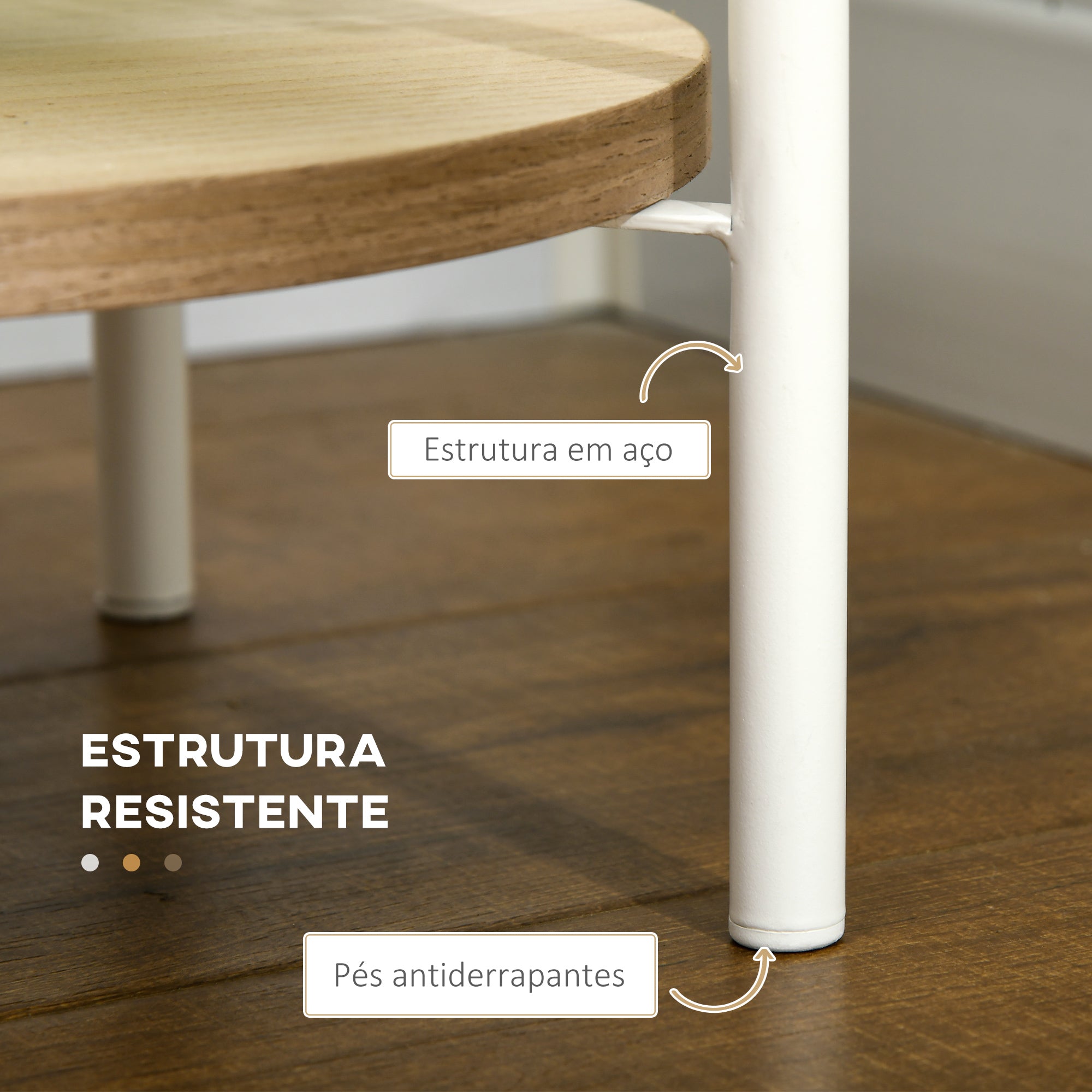Cabide de Pé com 2 Prateleiras Ø34x181 cm - Branco