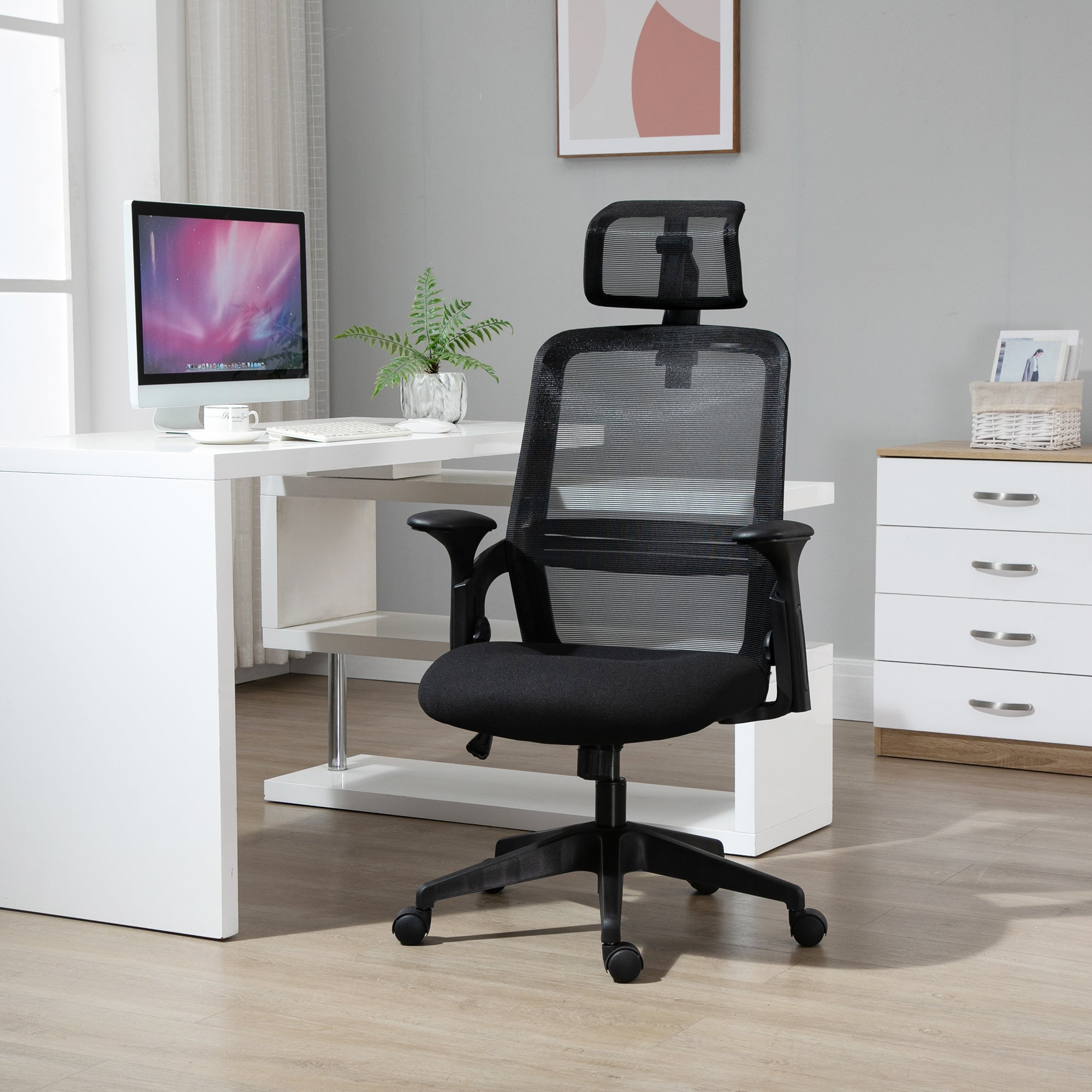 Cadeira de Escritório Ergonômica Preto 63.5x64.5x122cm