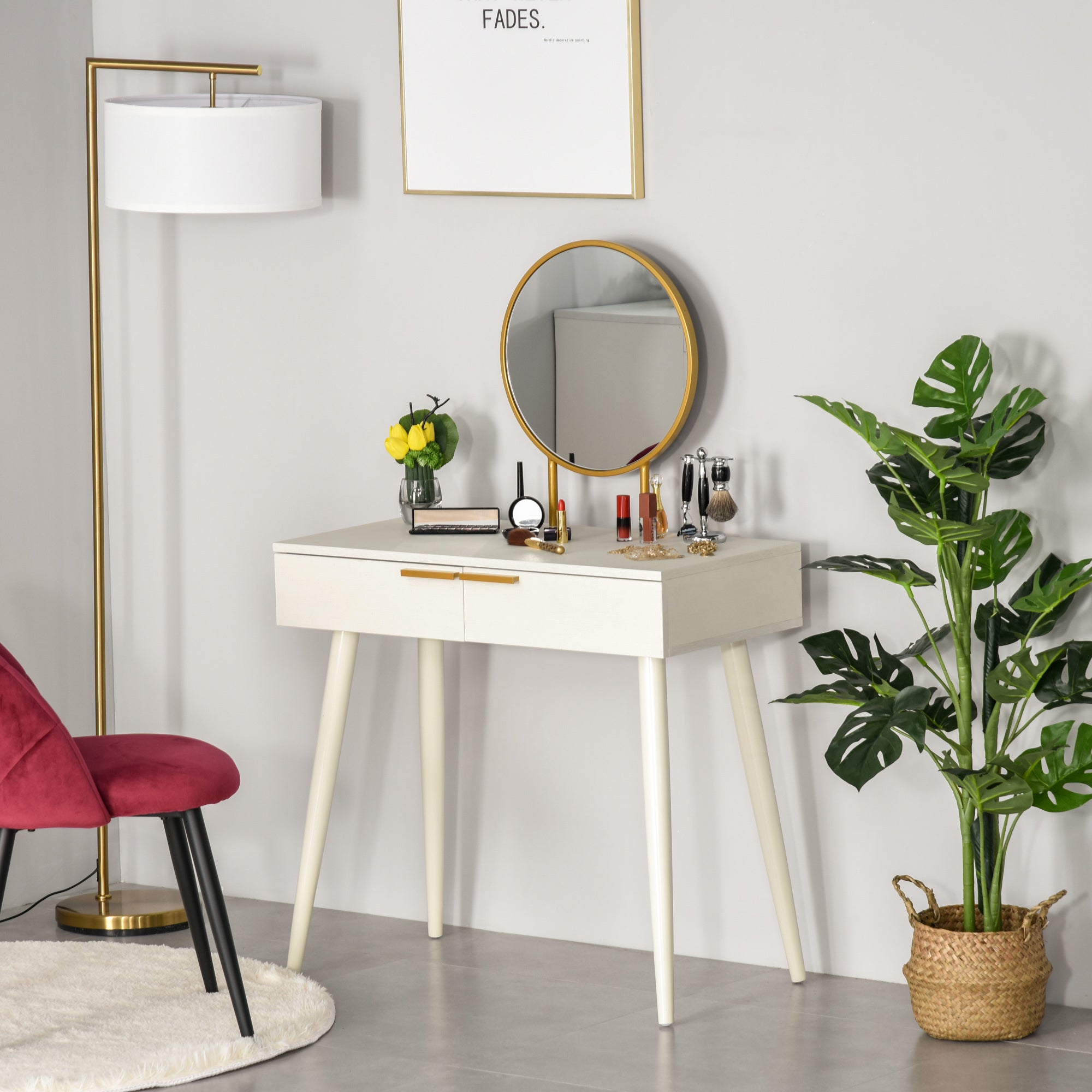 Toucador Moderno Branco 80x40x123 cm