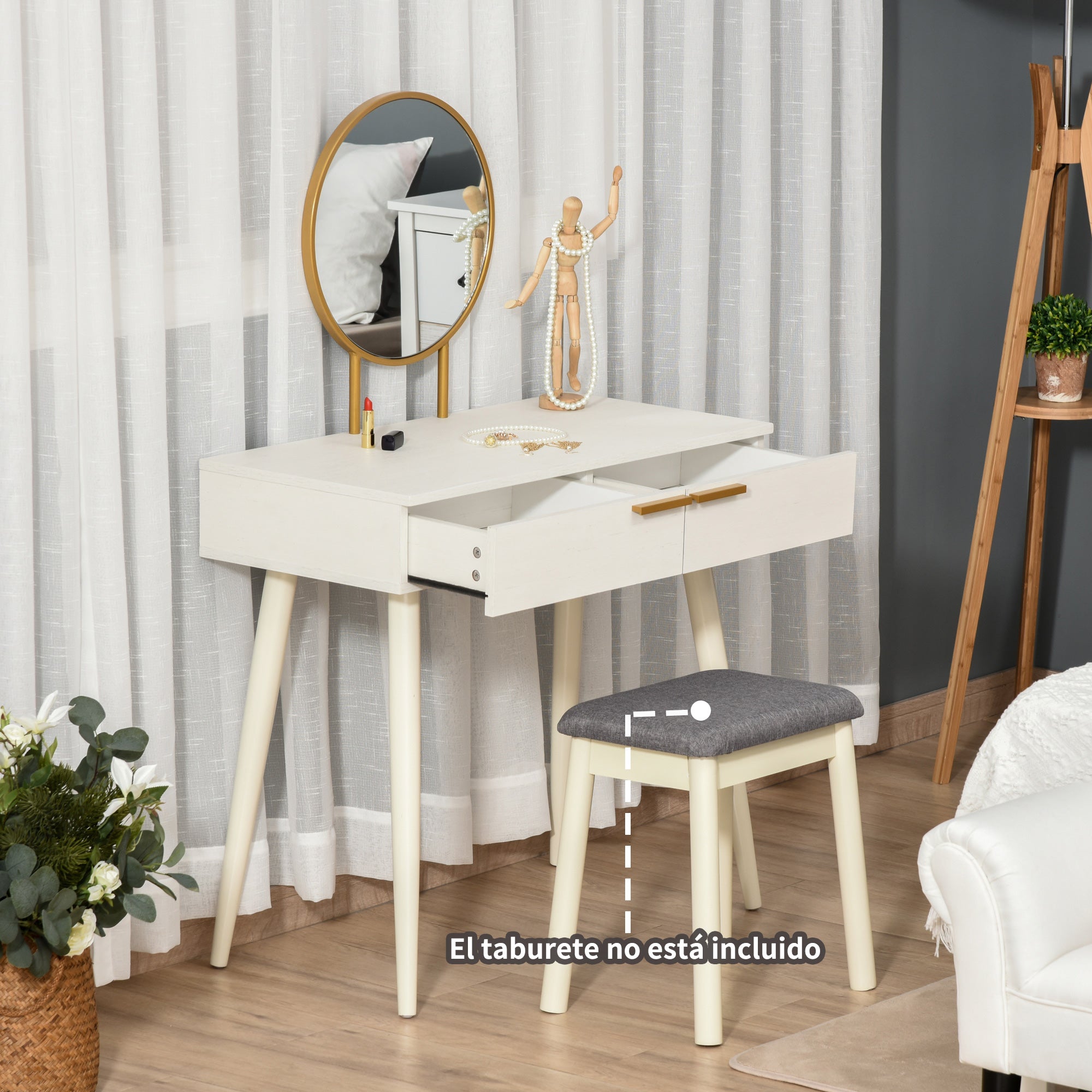 Toucador Moderno Branco 80x40x123 cm