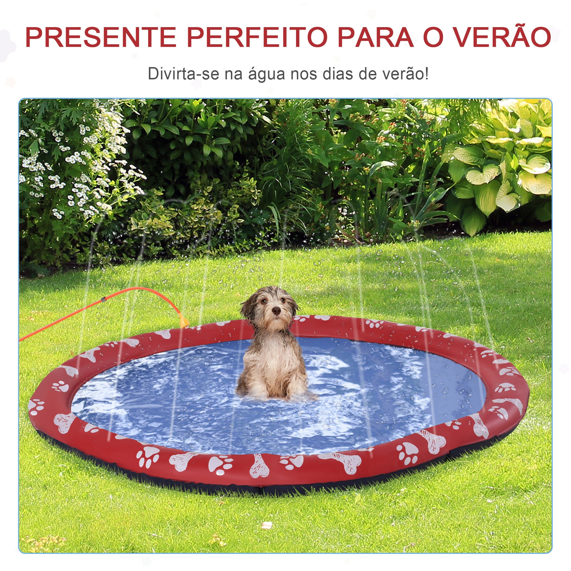 Tapete Aquático Splash Pad Vermelho Ø170 cm para Cães