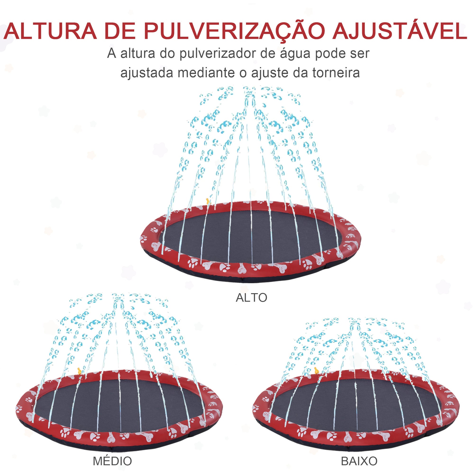 Tapete Aquático Splash Pad Vermelho Ø170 cm para Cães