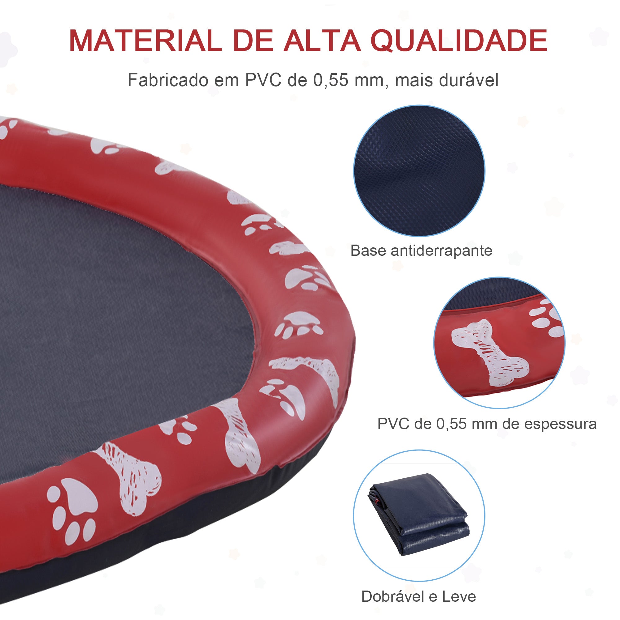 Tapete Aquático Splash Pad Vermelho Ø170 cm para Cães