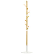 Cabide de Pé Moderno Ø37,8x175,6 cm - Madeira e Branco