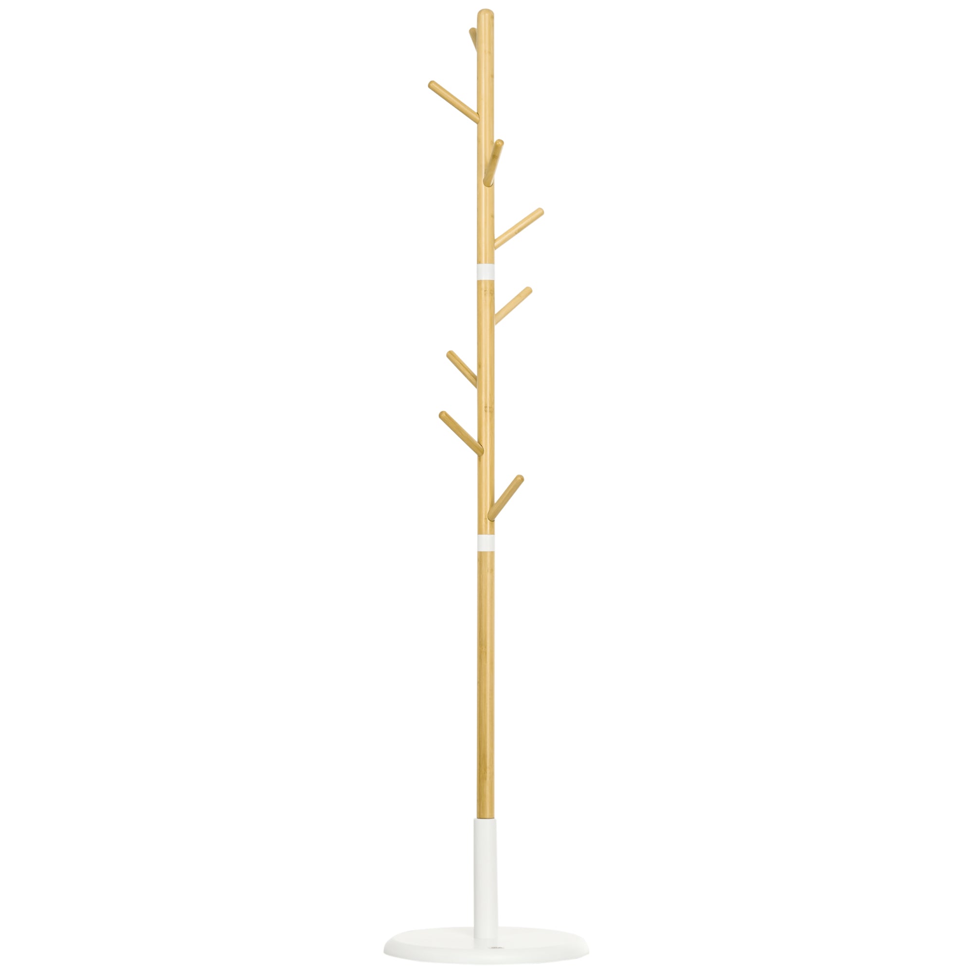 Cabide de Pé Moderno Ø37,8x175,6 cm - Madeira e Branco
