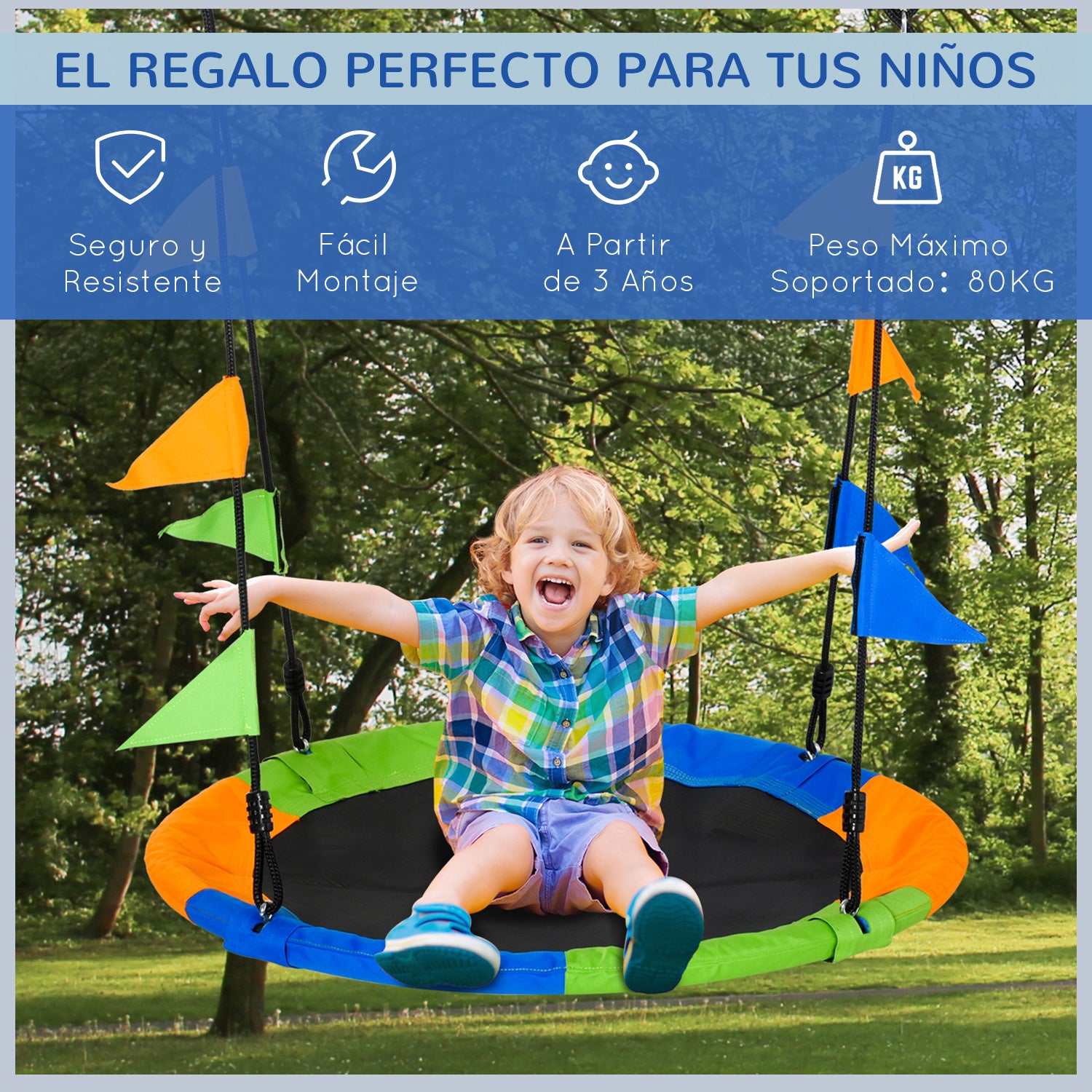 Baloiço de Jardim Ø100x180 cm Multicolor