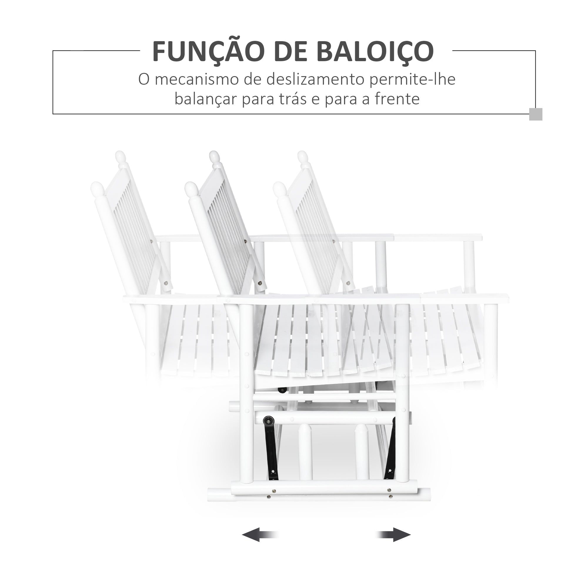 Banco Baloiço de Jardim 2 Lugares Branco 125x68,5x102cm