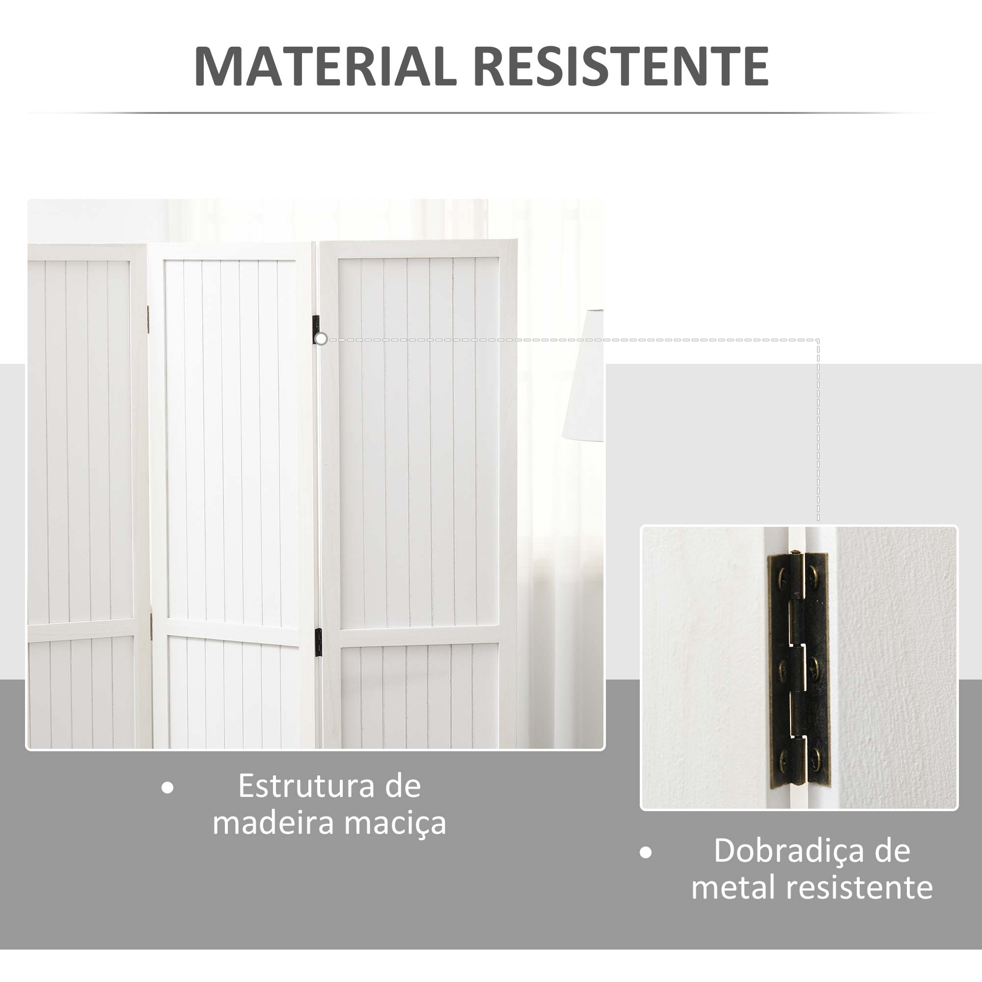 Biombo Separador de Ambientes 120x1,8x170 cm - Branco