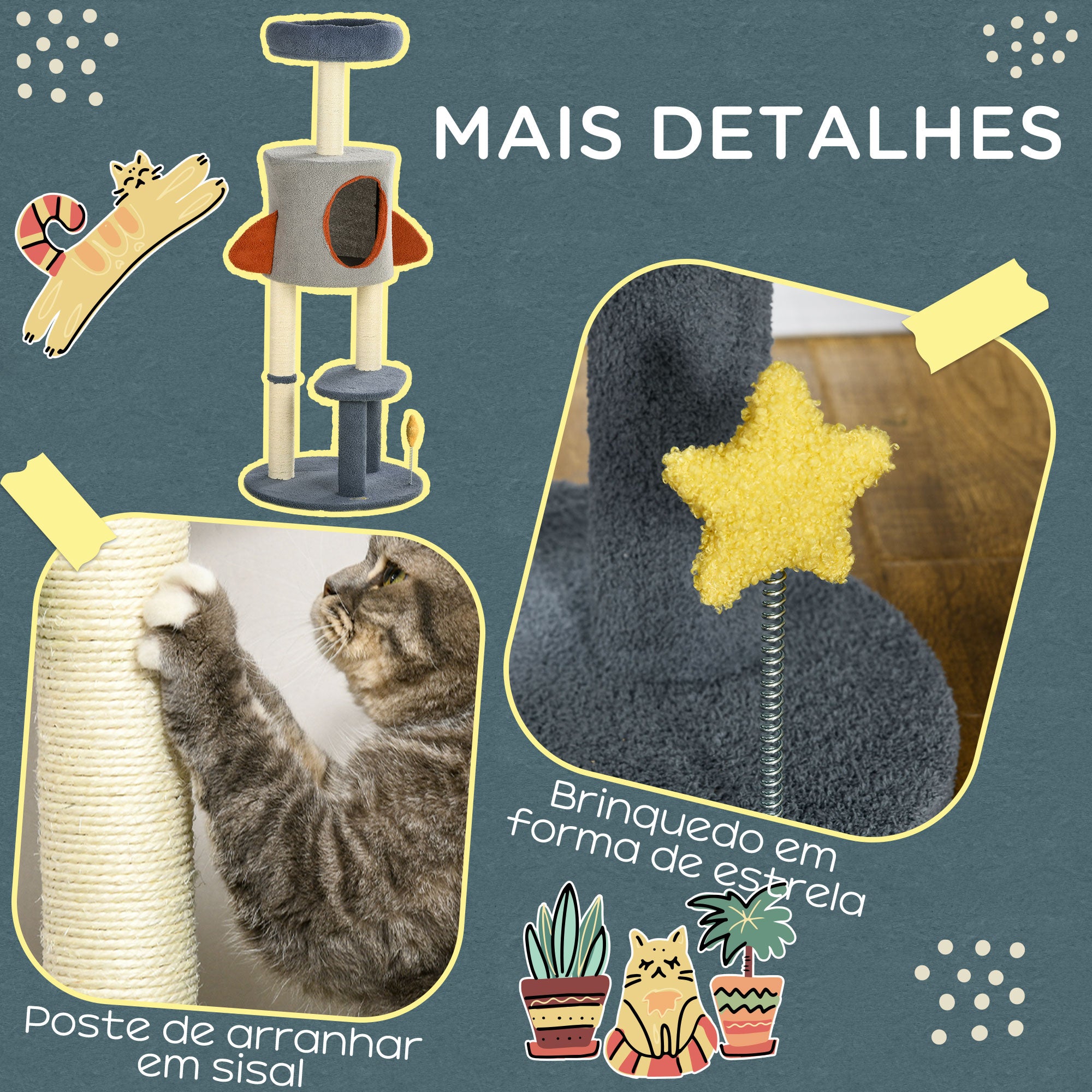 Arranhador para Gatos Ø44x116 cm Azul