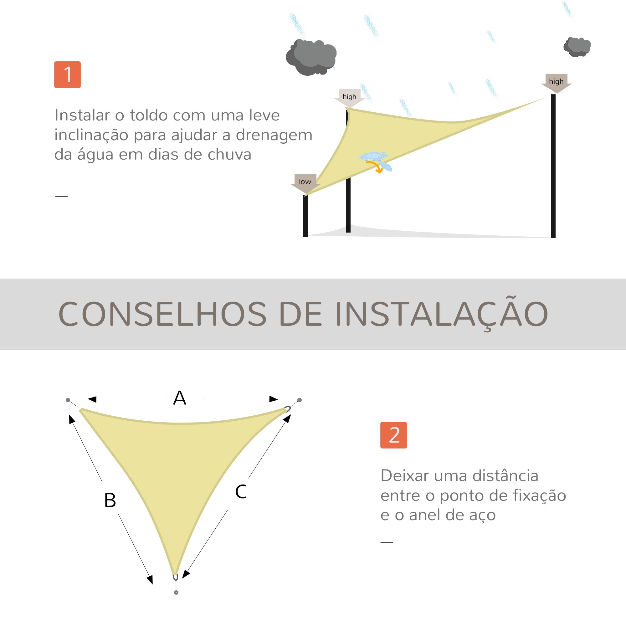 Vela de Sombra Triangular 6x6x6 m Cor de Areia